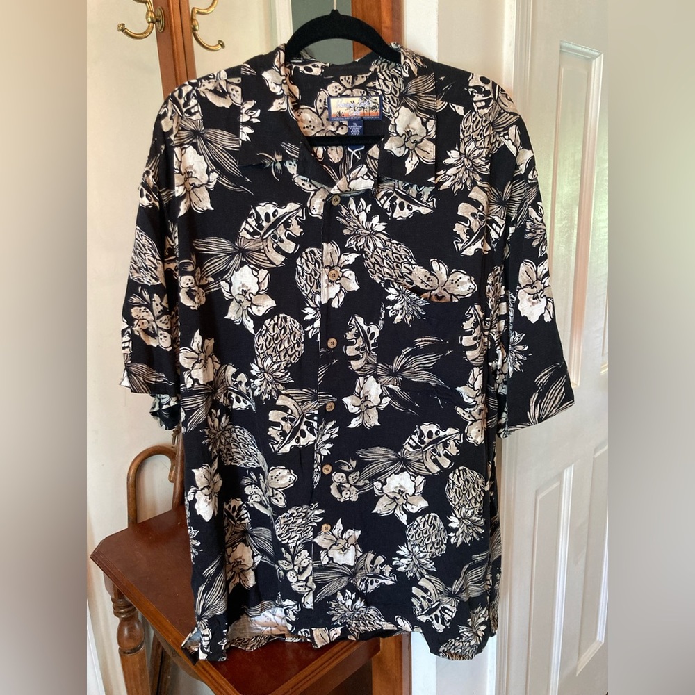 HAWAIIAN SHIRT Havana Jack’s Cafe men’s XL TIKI PARTY LUAU 100% rayon Black